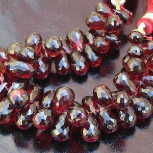 Mozambique Garnet,Micro Faceted Drops Shaped Briolettes,15 pieces,7-8mm aprx.,VERY-VERY-FINEST
