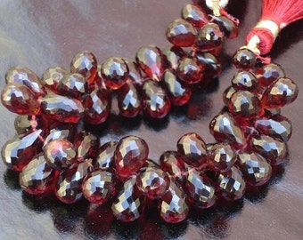 Mozambique Garnet,Micro Faceted Drops Shaped Briolettes,15 pieces,7-8mm aprx.,VERY-VERY-FINEST