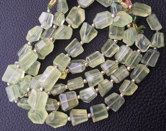 Brand New Item, 8 Inch Strand, Natural GREEN PREHNITE faceted Nuggets Briolettes, 12-10mm Size Aprx,Great Value Item