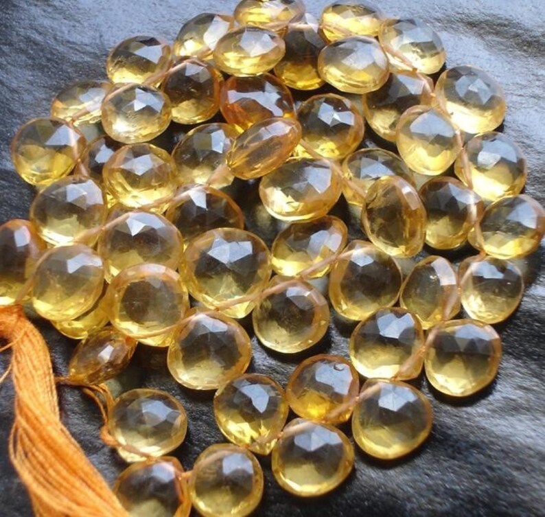 Brand New, 20 Pieces Strand,9-10mm Giant size, Natural CITRINE Faceted Heart Shape Briolettes,Amazing Item at Low Price. image 2