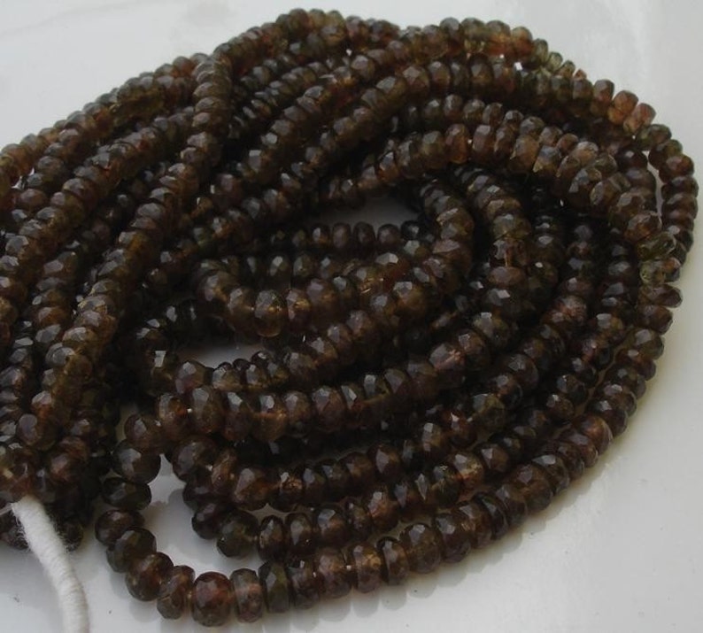 AAA Quality,Superb-Finest ANDULASITE,4.5-5mm 8 Inch Long Strand Micro Faceted Rondells,Great Price rare Item