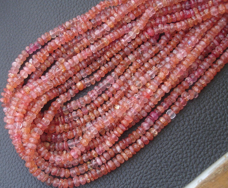 Rare AFRICAN SUNSTONE Faceted Rondells 14 Inches Strand 5mm size,Gorgeous,Superb Item