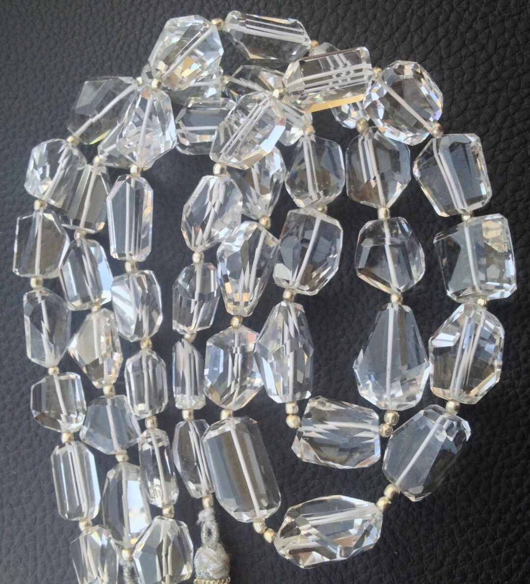 Long Crystal Rocks Full 8 Inch Long Strand, Super Shiny ROCK CRYSTAL Quartz Step Cut ...
