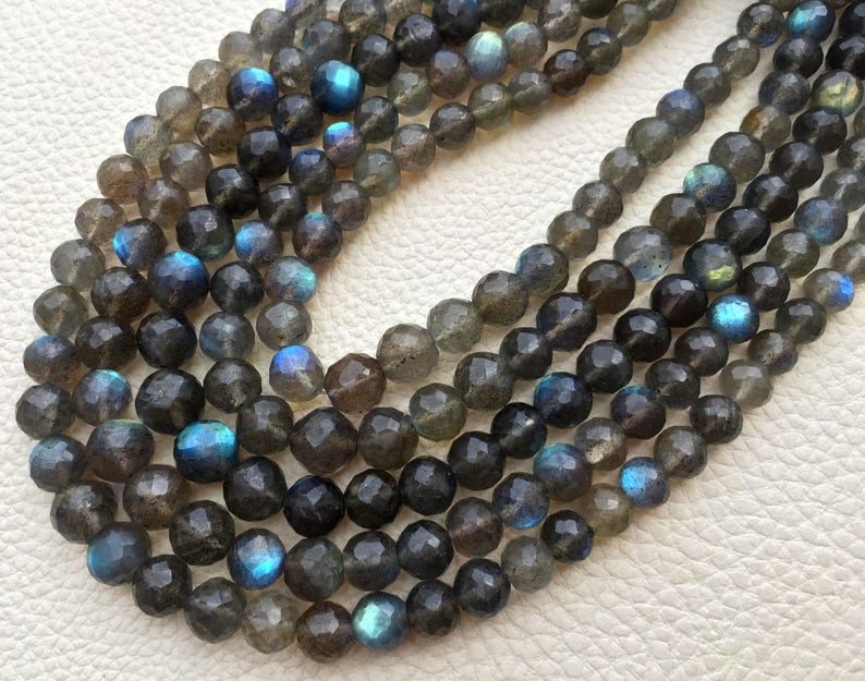 9-8mm size Full 8 Inch Strand OF Rare Blue Flashy Labradorite Faceted Round BALLS Beads.