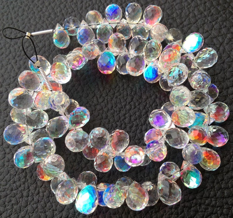 Brand New FIRE RAINBOW Moonstone Quartz Faceted Drops Shape Etsy