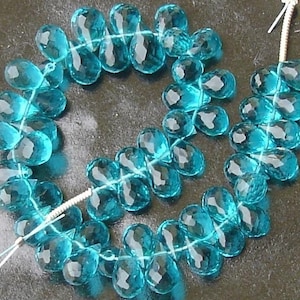 25 Pcs of Extremely Beautiful PARAIBA BLUE Quartz Micro Faceted Tear Drop Briolette 7-8mm Long, Great Item at Low Price