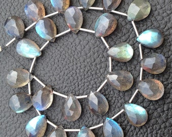 5 Matched Pairs,Blue Flashy LABRADORITE Faceted Pear Briolettes,12x9mm Long,Amazing Blue Flash