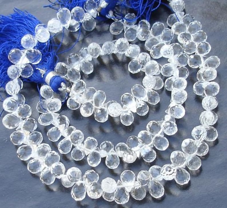 Rock Crystal Faceted Pear Shape Briolettes Loose Gemstone Jewelry Making