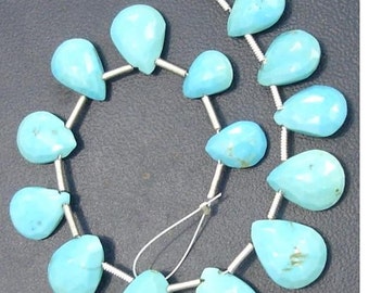 Superb-Finest-ARIZONA TURQUOISE Faceted Pear Shape Briolettes,8-12mm Long,Great Price Rare Item