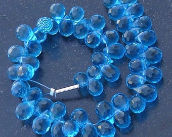 30 Pcs of Extremely Beautiful SWISS BLUE QUARTZ Micro Faceted Tear Drop Briolette 7-8mm Long, Great Item At Low Price