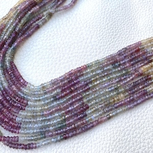 Latest Arrival, Natural Multi SAPPHIRE,3.5-3MM Micro Faceted Rondelles,Full 13 inch Strand Of Manufacturer Price Rondells.