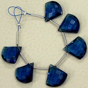 14mm, 3 paarweise Fancy Fan Form Briolettes, KASCHMIR Saphir Blau QUARZ Super höchster Qualität, neue Form.