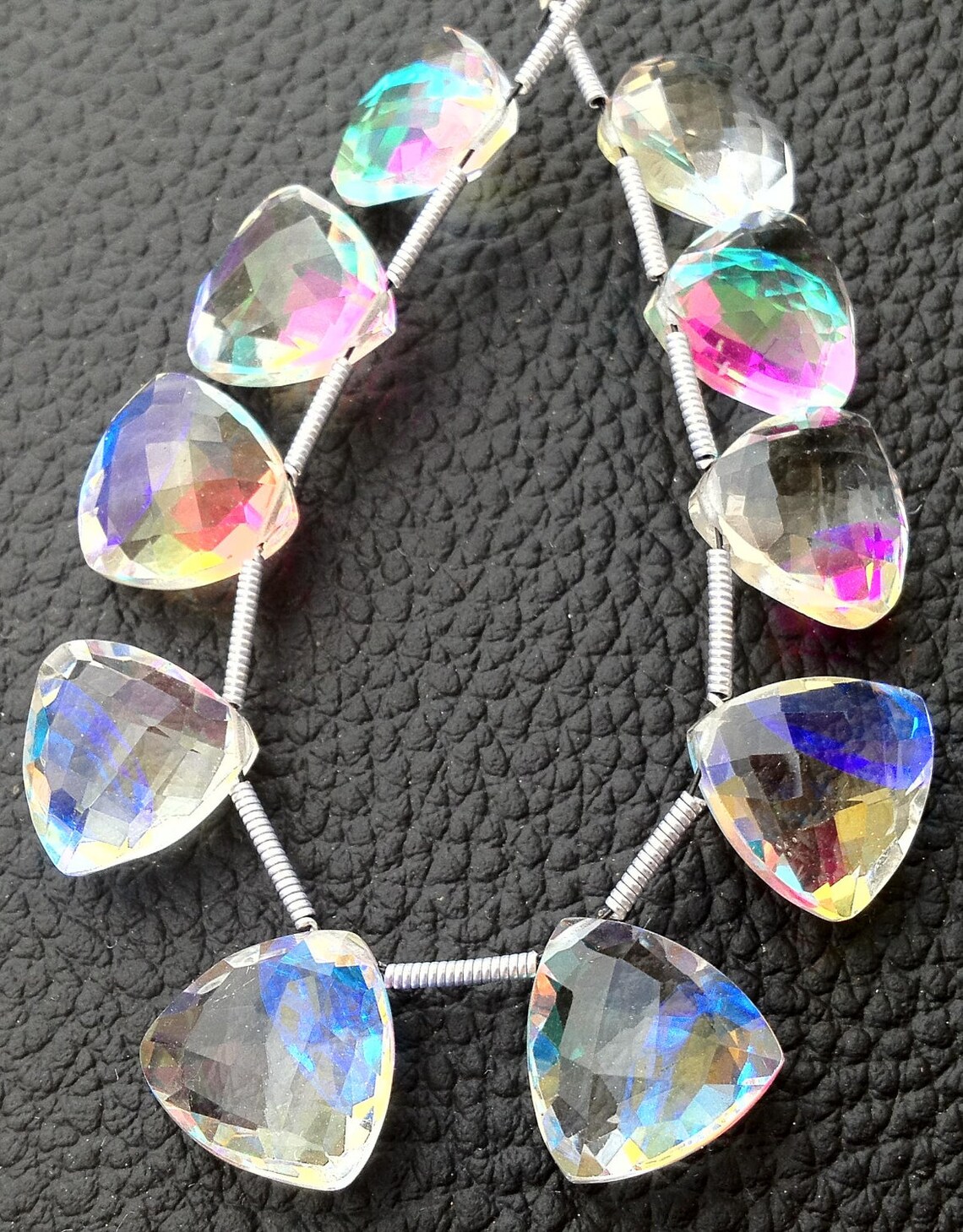 Brand New FIRE RAINBOW Moonstone Quartz Faceted Trillion Etsy