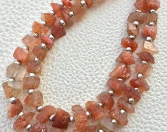 Brand New,Natural SUNSTONE Hammered Rock Nuggets Full Drilled ,9-7mm,Full 8 Inch Strand,Amazing Rare Item