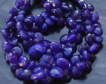 Brand New,7 Inches Strand, Rare Amethyst Purple Chalcedony Faceted Heart Briolettes,8-10mm Long size,GORGEOUS.