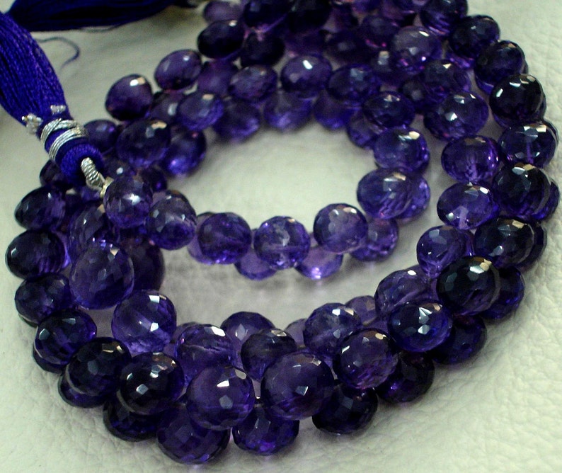 8 Inch strands,SUPER-FINEST-aaa Quality BRAZIL Amethyst Micro Faceted 6-7mm Onions Shape Briolettes,Super Fine Quality,Wholesale Price