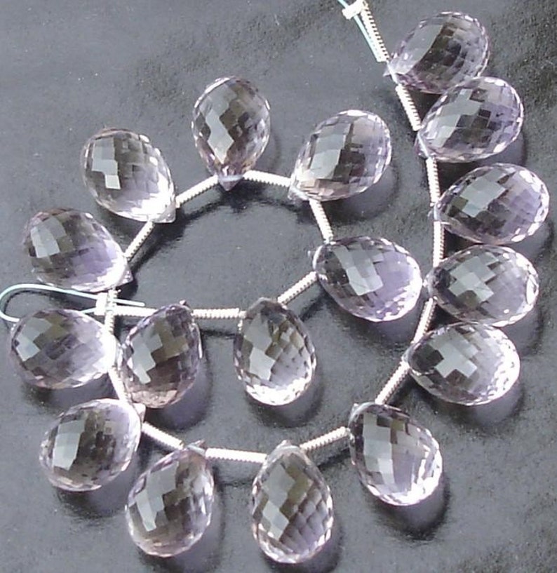 3 Matched Pair of PINK AMETHYST Micro Faceted Drops Shape Briolettes,14mm Long,Great Price,Superb Item