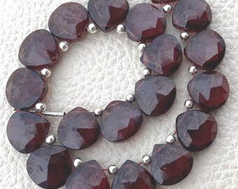 2 Matched Pairs, Natural Mozambique GARNET Faceted Heart Shape Briolettes,10x10mm Long,Finest Quality,Amazing Item.