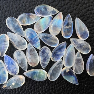 Brand New, 3 Matched pairs,Extremely Blue FLASHY RAINBOW Moonstone Smooth Pear Shape Briolettes,15x7mm,AMAZING