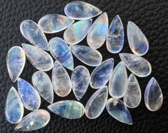 Brand New, 3 Matched pairs,Extremely Blue FLASHY RAINBOW Moonstone Smooth Pear Shape Briolettes,15x7mm,AMAZING