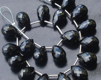 10 Matched pair of GORGEOUS,Best Cut, 10X15MM, BLACK SPINEL Faceted Drops Shape Briolettes,Best Quality