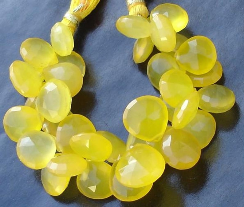 Mango Chalcedony Faceted Heart Briolettes,9-10mm Long size,GORGEOUS. 6 Inches Strand