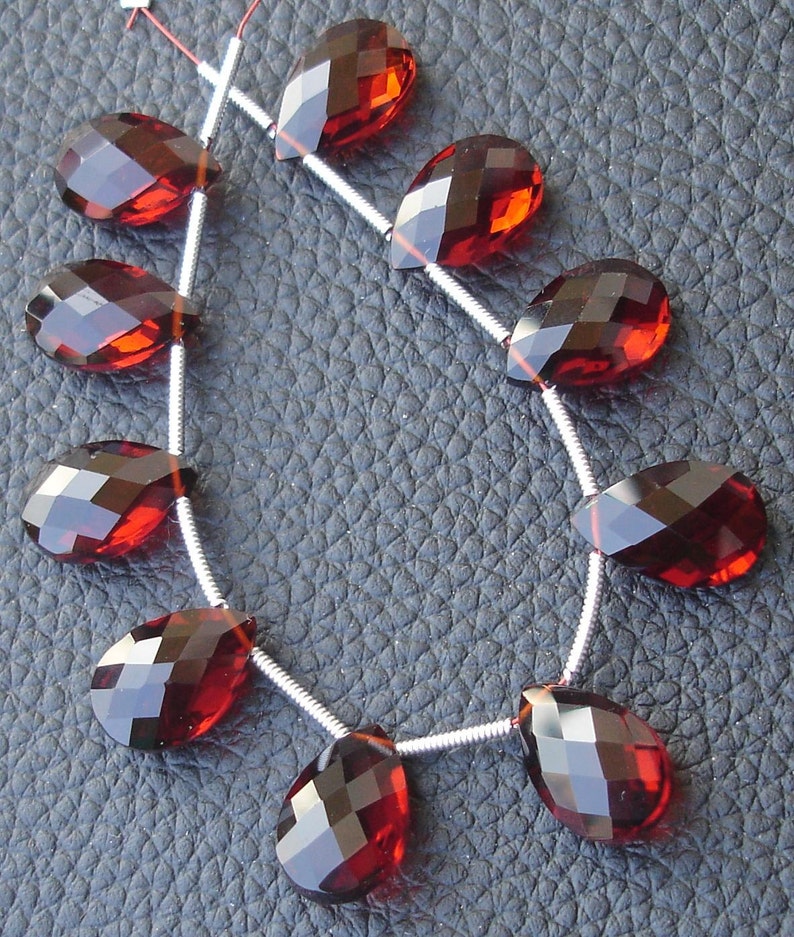 10 Pcs Set 5 Matched Pairs,Superb Item,Wholesale Price CHERRY RED Quartz Faceted PEAR Shape Briolettes 14X9mm Long