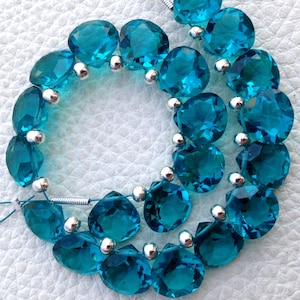 30 stuks, Brand New Item, PARAIBA BLUE Quartz Faceted gesneden hart vorm Briolettes, 8x8mm grootte, prachtig object tegen lage prijs