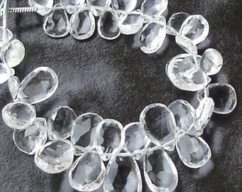 New Arrival, Full Strand, WHITE TOPAZ Faceted Pear, Flawless Gorgeous Topaz briolettes, 20 pieces of aprx. in size of 8-9mm long.
