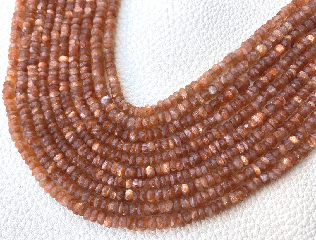 Latest Arrival, Natural SUNSTONE Micro Faceted Rondelles,full 14 Inch ...
