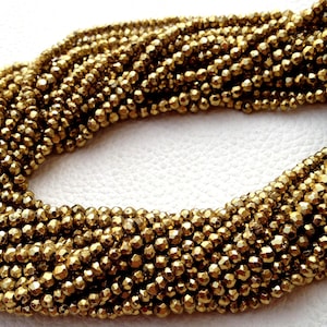 2 Strands,Brand New, Mystic Deep GOLDEN Pyrite Faceted Rondelles, 3.5mm size,Amazing AAA Quality Wholesale Price.