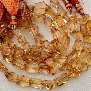 AAA Quality, Full 9 Inch Long Strand, Super Shiny Golden CITRINE STEP Cut Faceted Nuggets, 6-10mm Long size,Manufacturers Price image 3