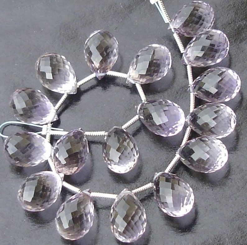3 Matched Pair of PINK AMETHYST Micro Faceted Drops Shape Briolettes,14mm Long,Great Price,Superb Item