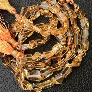 AAA Quality, Full 9 Inch Long Strand, Super Shiny Golden CITRINE STEP Cut Faceted Nuggets, 6-10mm Long size,Manufacturers Price image 2