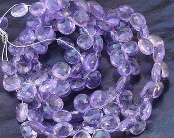 8 Inch Long Strand, Purple Amethyst Faceted Heart Shaped Briolettes, 8mm Long size,GORGEOUS