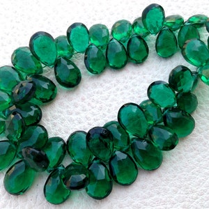 New Arrival, 1/2 Strand, EMERALD GREEN Quartz Faceted Pear Shape Briolettes, 10-12mm size,Superb Item at Low Price