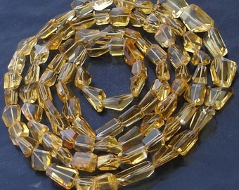 Golden Citrine Step Cut Nugget Strand, AAA Quality, 8 Inch
