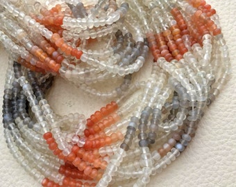 Natürlicher Multi Mondstein Rondelle, 4 mm, 14 inch