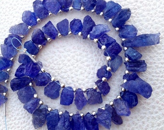 Brand New, Amazing NATURAL TANZANITE Hammered Rock TIP Drilled Nuggets,11-12mm,Full 8 Inch Strand,Amazing Rare Item