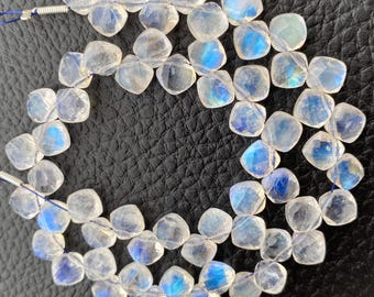 20 Pieces, Natural Blue Flashy Rainbow Moonstone Cushion Shape Briolettes,6x6mm Long,Finest Quality,Amazing Shape.