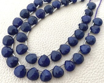 Superb Quality,Natural Dyed BLUE SAPPHIRE Faceted Heart 9x9mm Size,4 Matched Pairs,Finest Quality Faceted Heart.