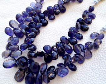 Superb Quality WATER SAPPHIRE IOLITE Faceted Larger Pear Briolettes, 9-12mm aprx.Super,Very Fine