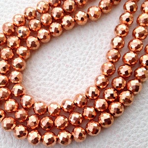Brand New, Mystic COPPER Pyrite Faceted BALLS,Full 8 Inch Strand, 6-6.5mm size,Amazing AAA Quality Wholesale Price.
