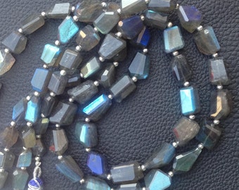 Brand New, Amazing Blue Flashy LABRADORITE Faceted Nuggets ,10-14mm,Full 8 Inch Strand,Amazing Rare Item