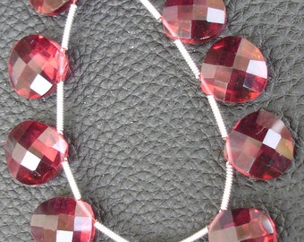 10 Pcs Set, RUBY RED Quartz Faceted Heart Shape Briolettes,12x12mm Long, 5 Matched Pairs,Superb Item,Wholesale Price