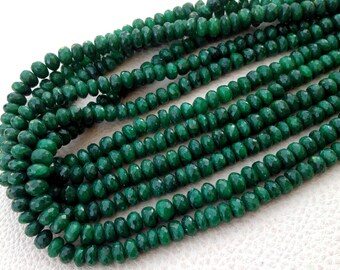 New Arrival, Dyed Natural EMERALD Faceted Rondelles, 6-7mm size,Full 8 Inch Long Strand,Amazing Item at Low Price