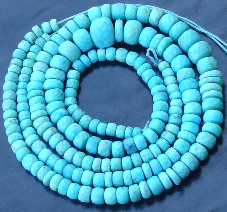8 Inch Strand 5-6mm size aprx,Great Value Item AAA Arizona Turquoise Faceted RONDELLS