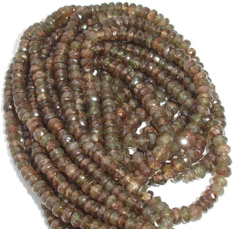 AAA Quality,Superb-Finest ANDULASITE,4.5-5mm 8 Inch Long Strand Micro Faceted Rondells,Great Price rare Item