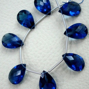 8 Inch Strand,KASHMIR Sapphire Blue quartz Cut Pear Briolettes,SUPERB-FINEST-aaa Quality,very Low Price image 2