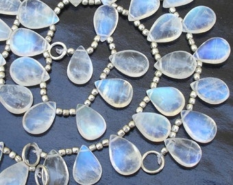 New Arrival, Blue flashy Rainbow moonstone SMOOTH PEAR shaped briolettes 50 ctw, 15 pcs 9-14mm